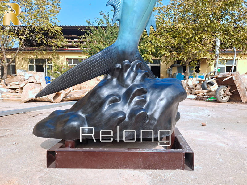 bronze marlin fish sculpture base