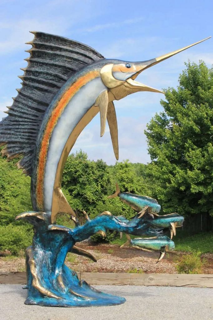 bronze sailfish statue for garden