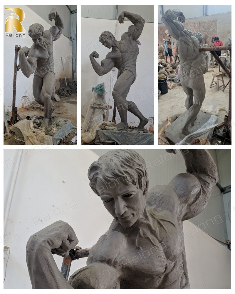 clay model of Arnold Schwarzenegger statue