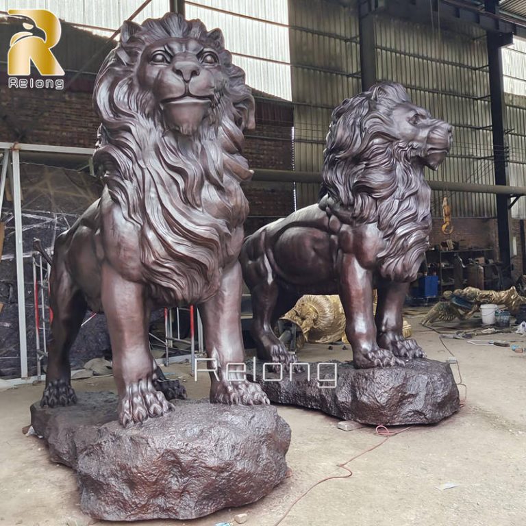 large bronze lion statue