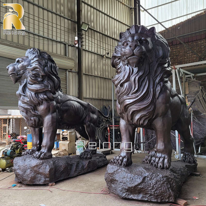 large bronze lion statues outdoor