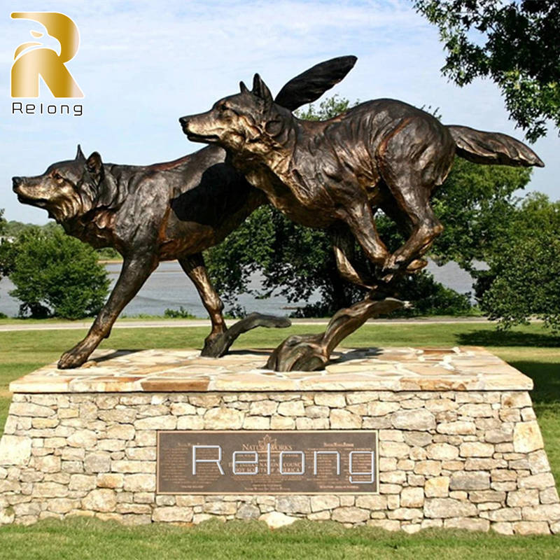 Life Size Bronze Wolf Garden Statue for Sale RBOA-006