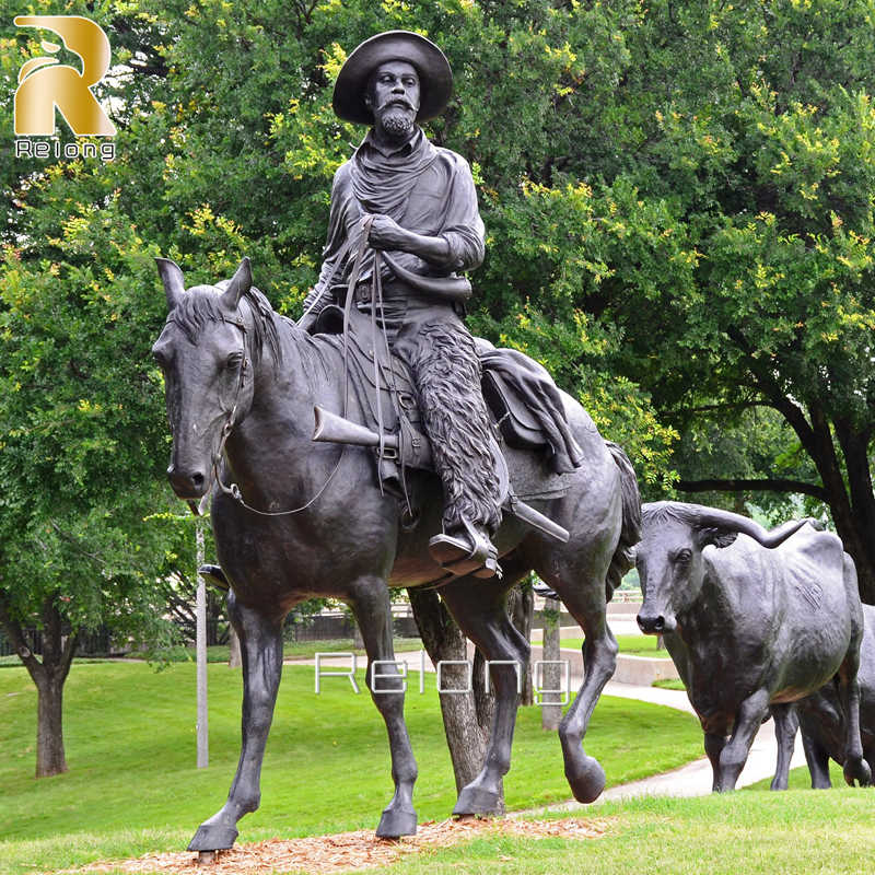 Life Size Bronze Cowboy Riding Horse Statue for Sale RBCS-008