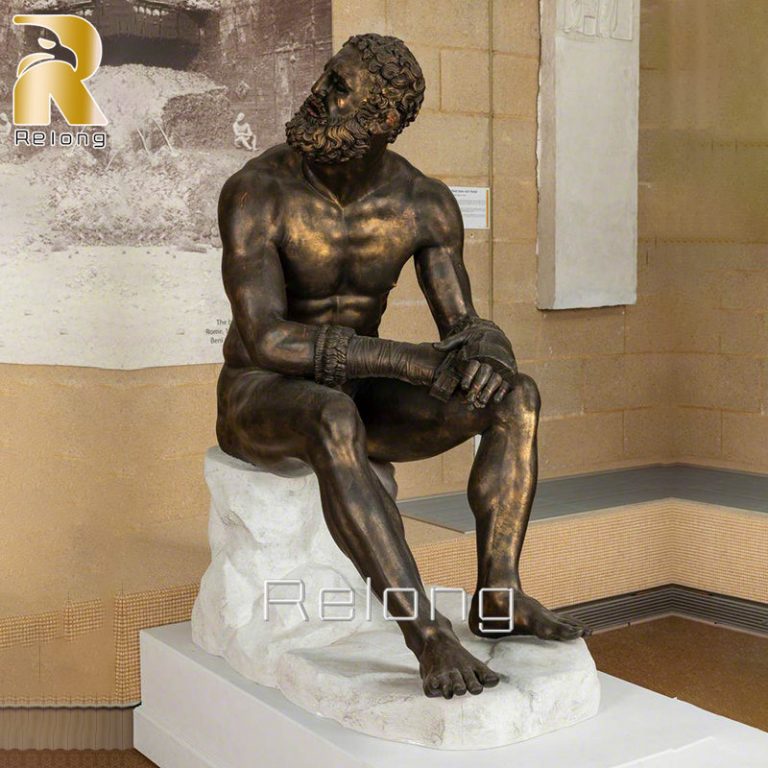 life size seated boxer statue replica