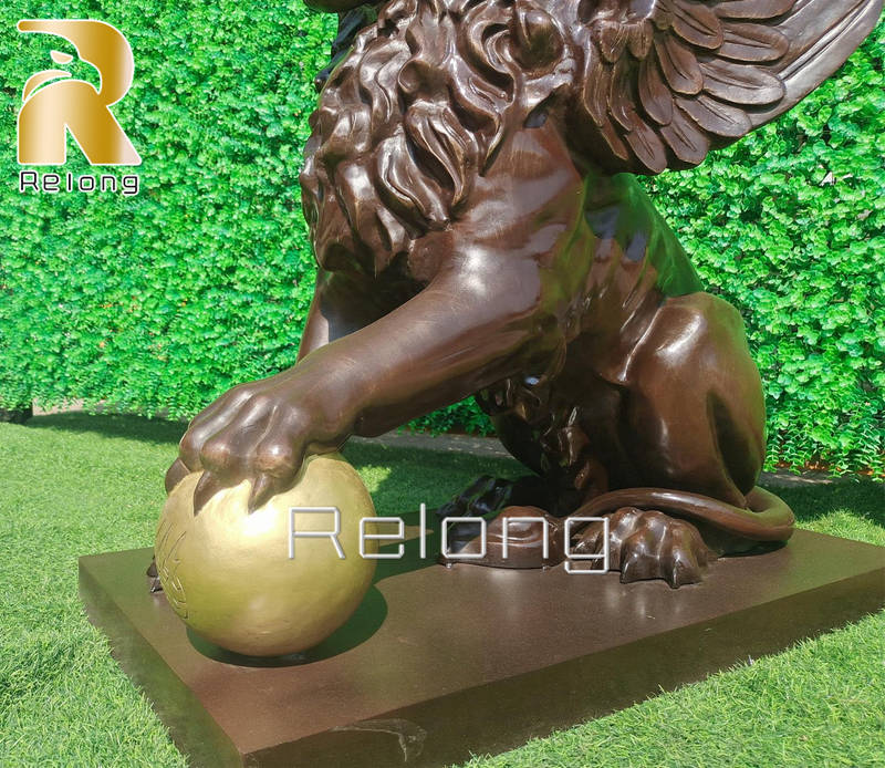 majestic bronze winged lion statue for sale