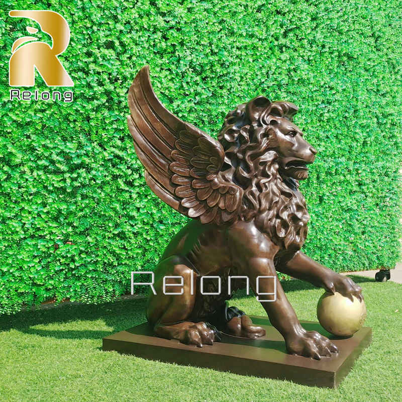 outdoor winged lion sculpture