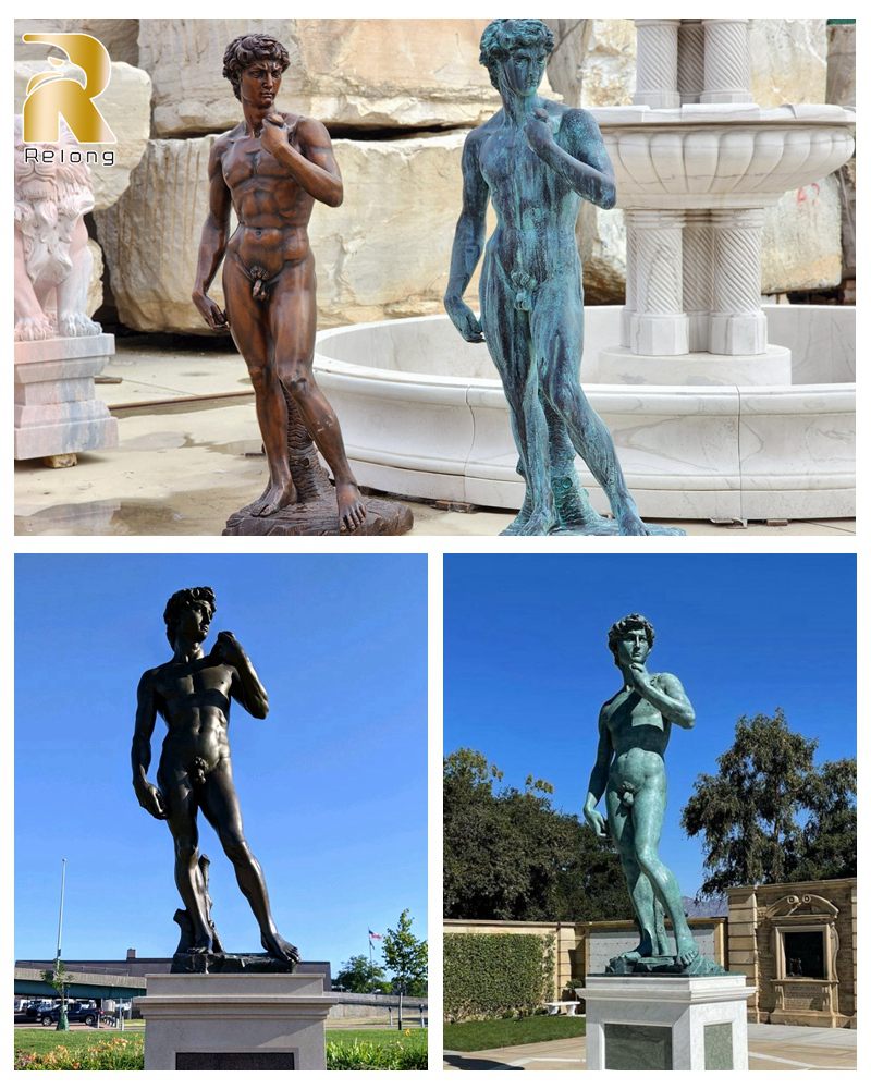 patina color of David bronze statue