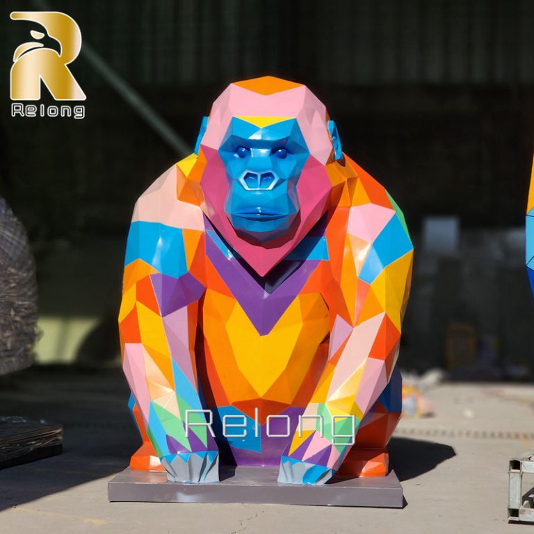 stainless steel geometric gorilla statue