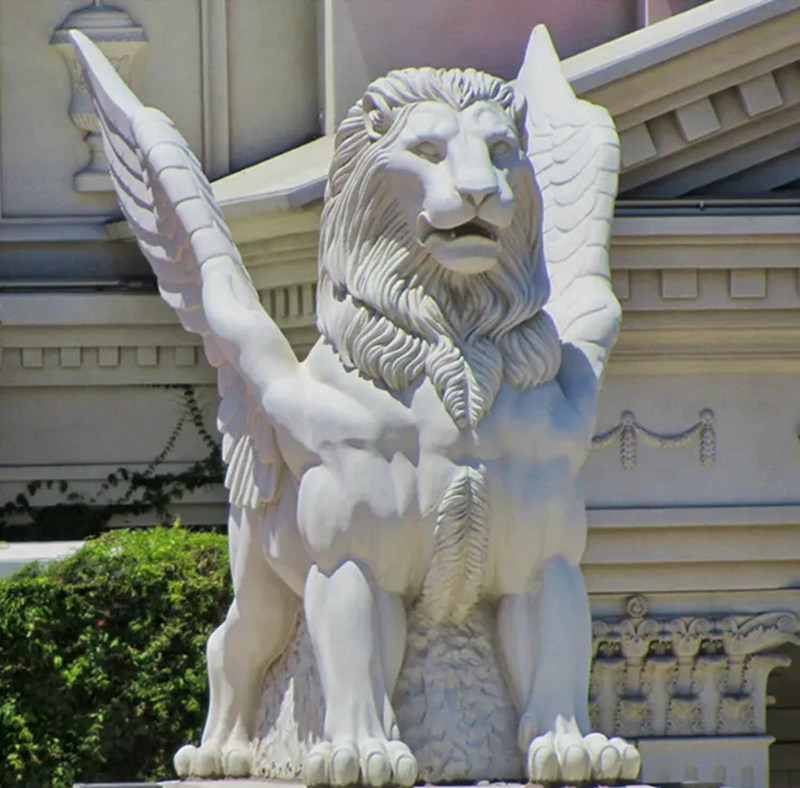 winged lion statue for outdoor decor