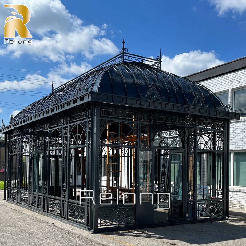 black vintage wrought iron gazebo