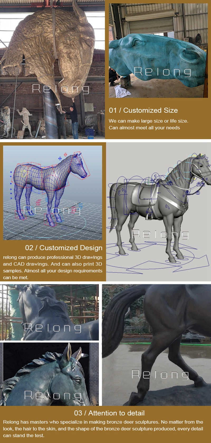 customized service of bronze horse sculpture