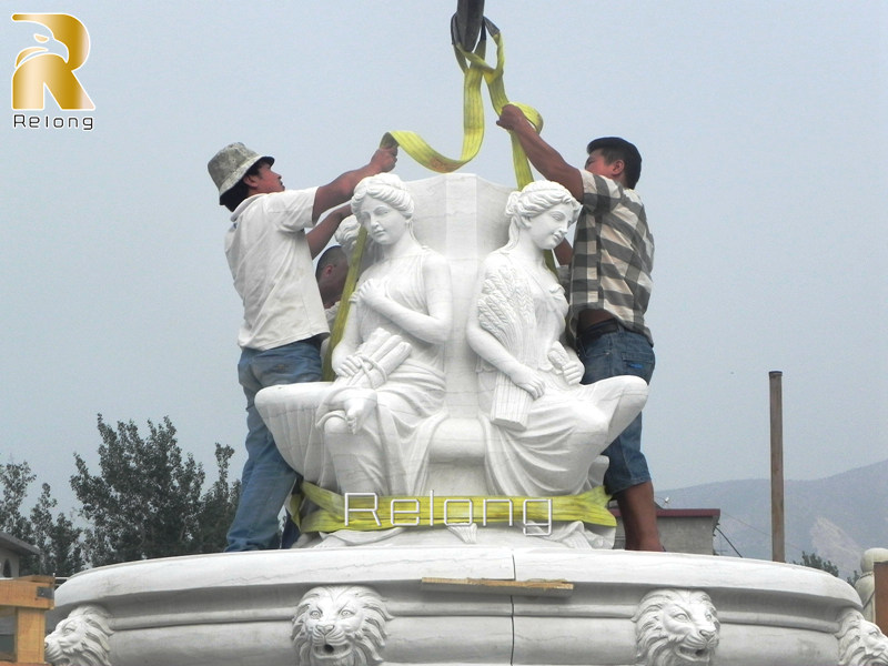 marble outdoor fountain installation-1