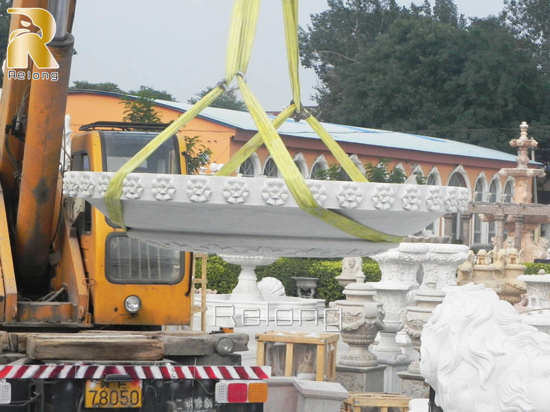 marble outdoor fountain installation-2