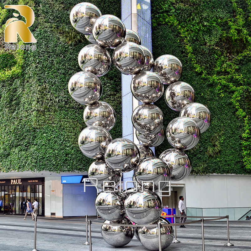 High Polished Contemporary Stainless Steel Sphere Ball Sculpture RMSS-006