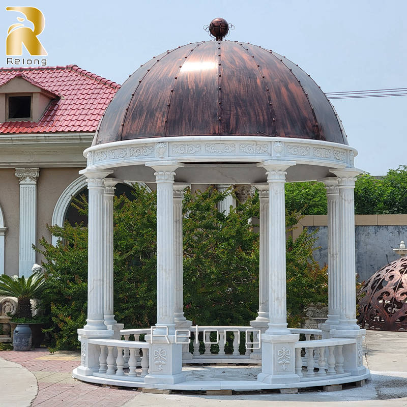 White marble gazebos for garden decor