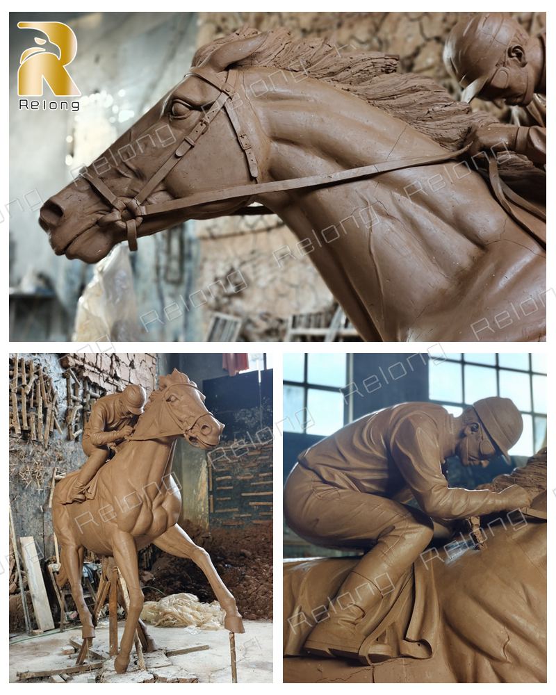 bronze horse racing sculpture clay model-1