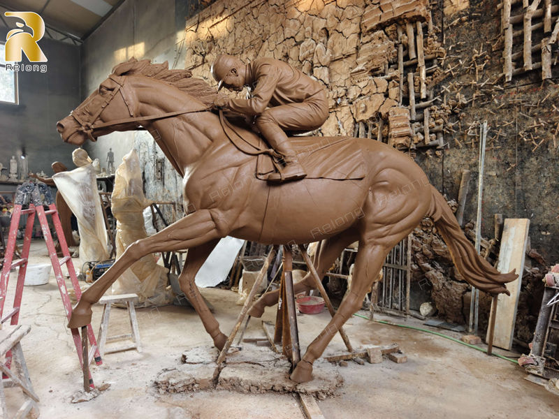 bronze horse racing sculpture clay model-3