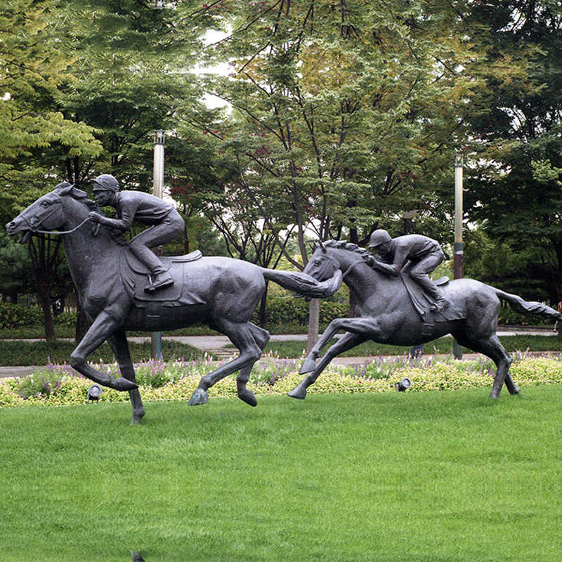 bronze horse racing statues for outdoor decor