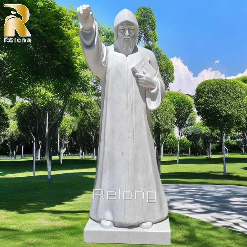 hand carved statue of saint charbel