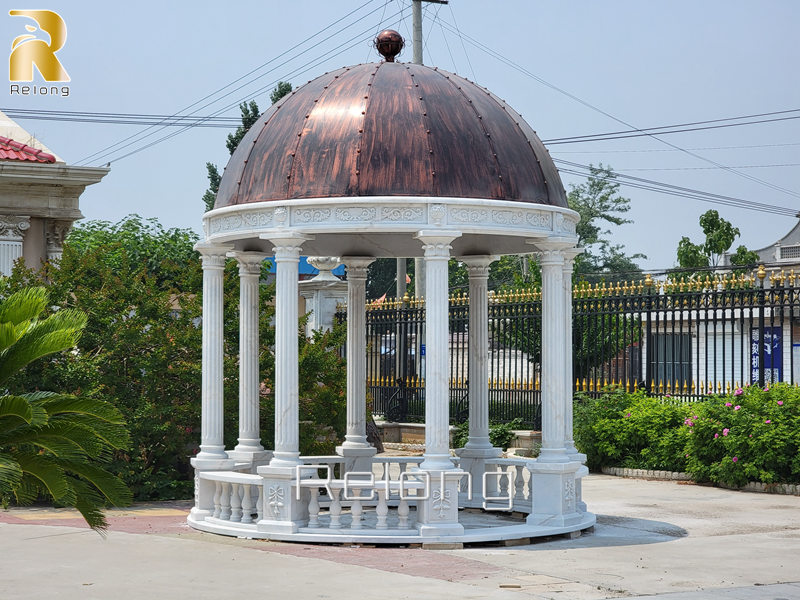 hand carved white marble gazebo for sale