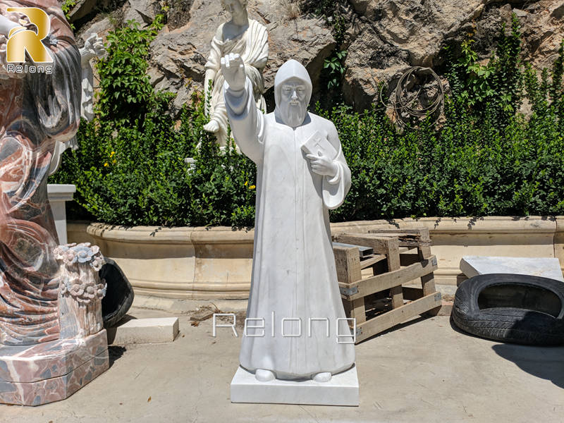 high quality white marble St Charbel sculpture for sale