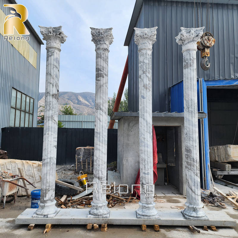 Hand Carved Natural Grey Marble Column Wholesale RMP-002