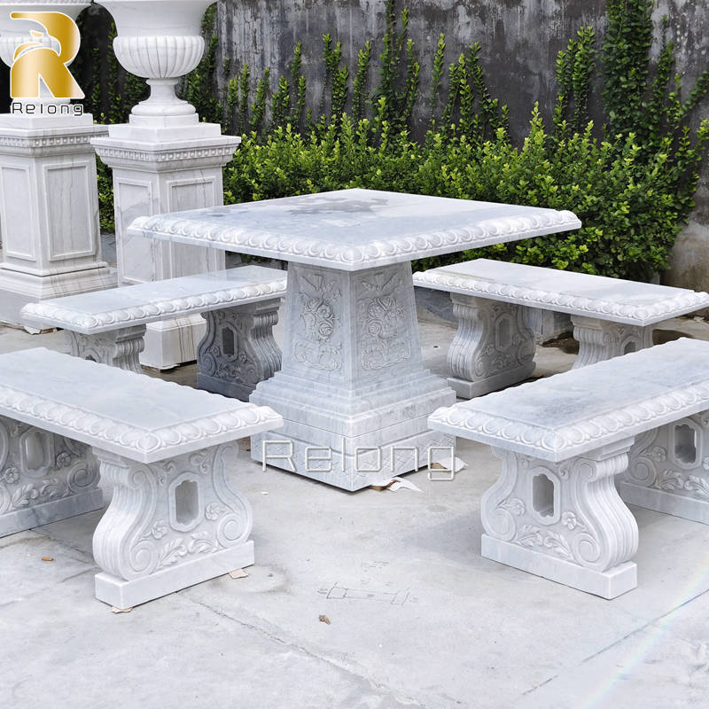 Natural Marble Outdoor Table and Chairs for Sale RLMBC-003