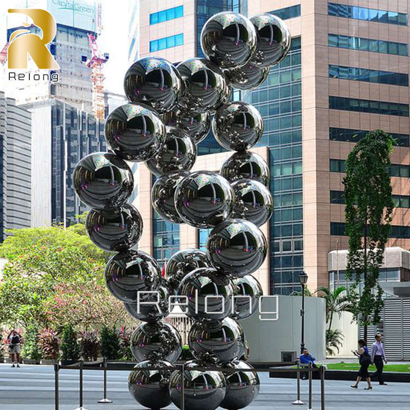 mirror polished metal sphere sculpture