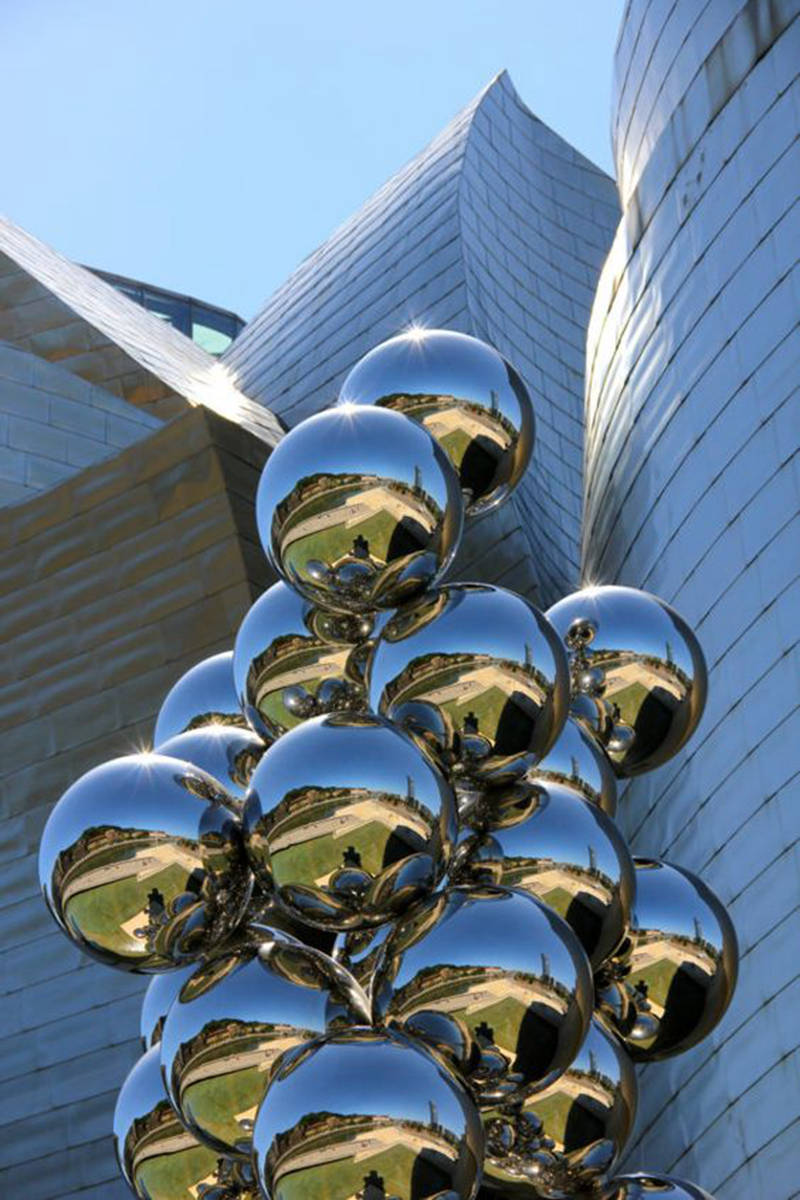 mirror polished stainless steel ball sculpture