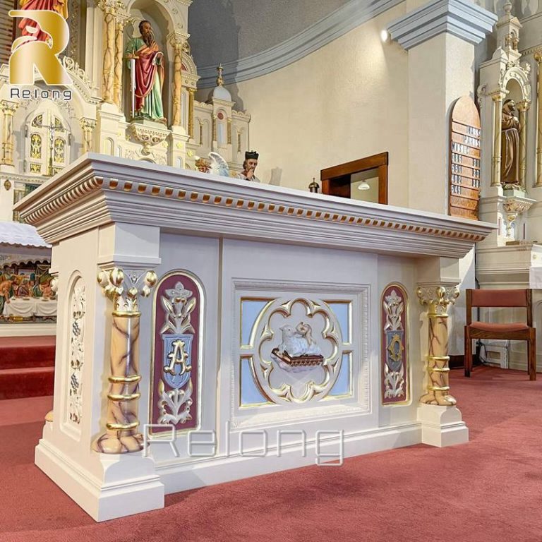 white marble carved marble altar