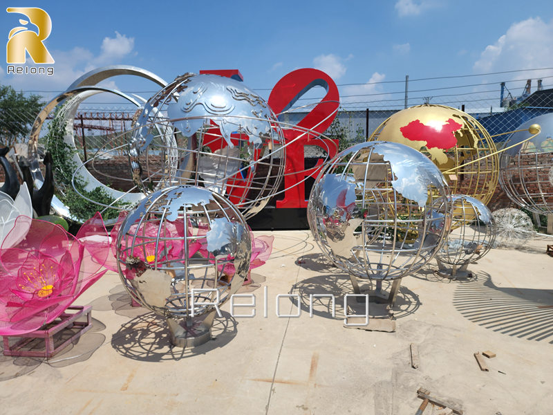 contemporary metal globe sculpture (3)