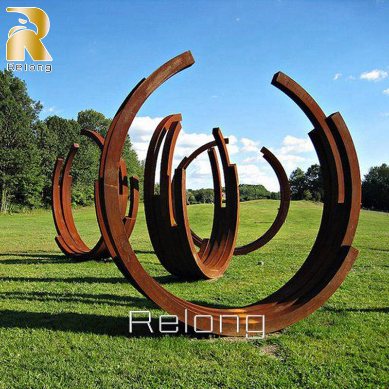 Large Outdoor Corten Steel Ring Garden Sculptures for Sale RCSS-002