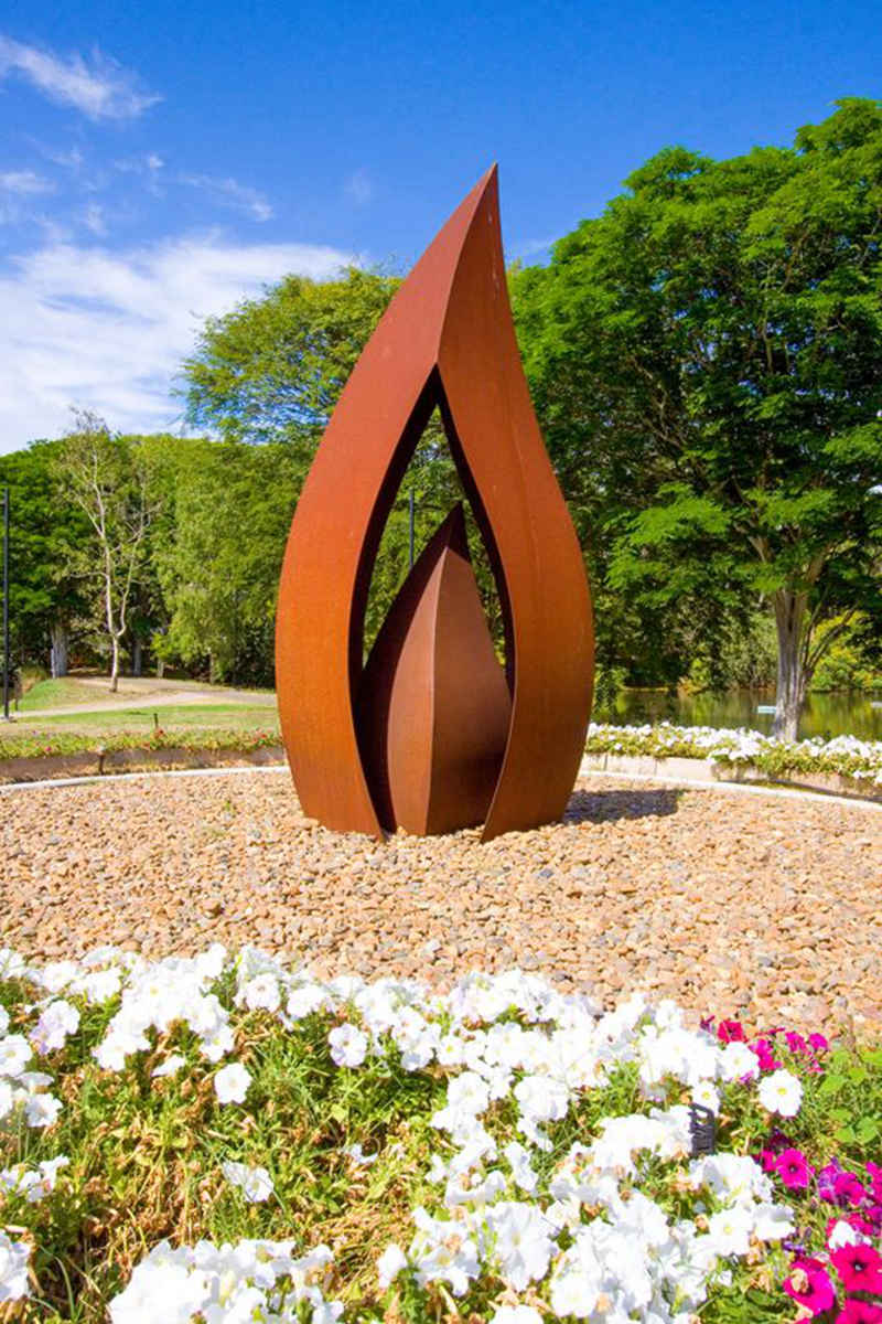 large outdoor flame sculpture