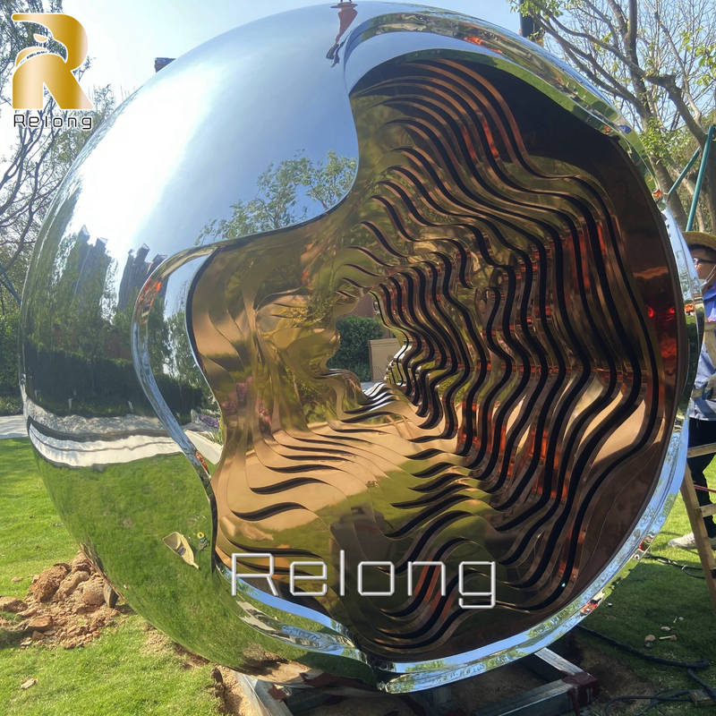 modern metal ball stainless steel statue (1)