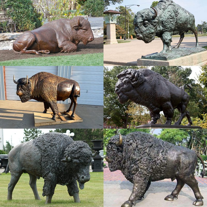 more bronze bison statues