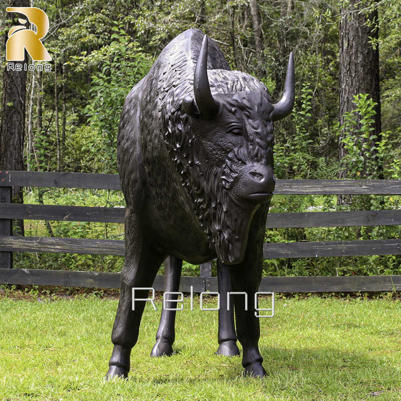 wildlife bison bronze sculpture (2)