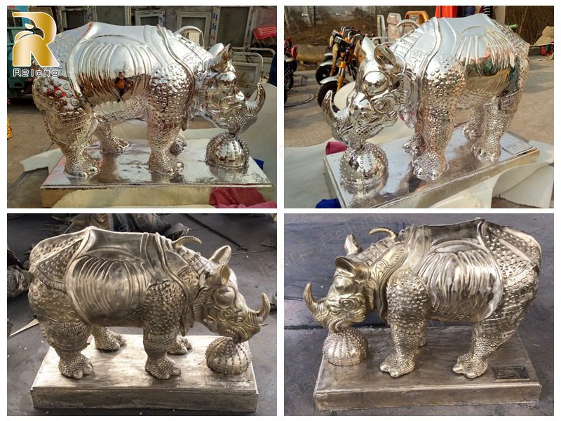 bronze casting rhino statue