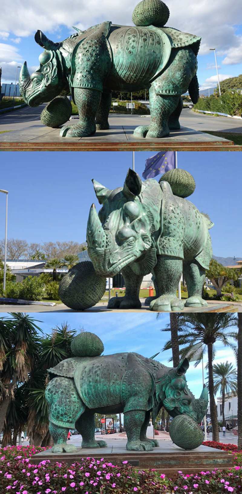 bronze rhino statue for outdoor decor