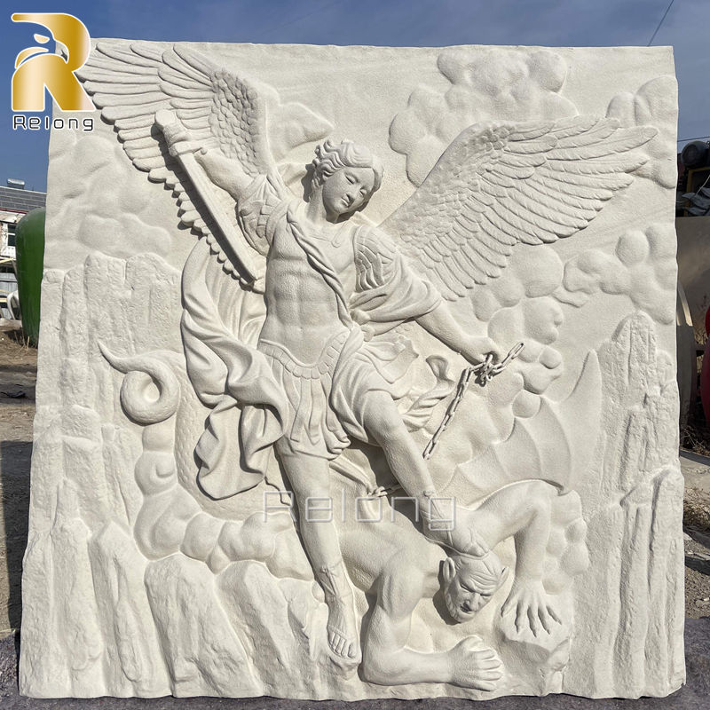 Religious Marble Saint Michael Relief Sculpture RLMR-003