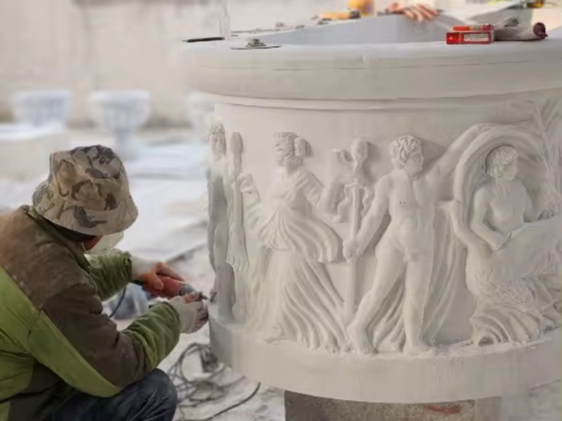 professional carving on marble relief (2)