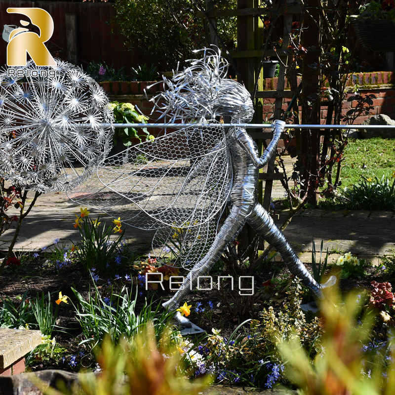 Stainless Steel Wire Dandelion Fairy Sculpture for Sale - Relong Art ...