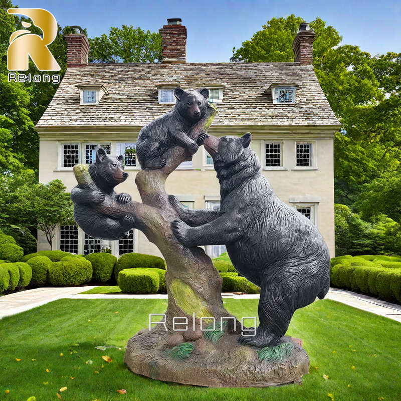 Outdoor Bronze Bear Group Sculpture for Sale RBBR-005