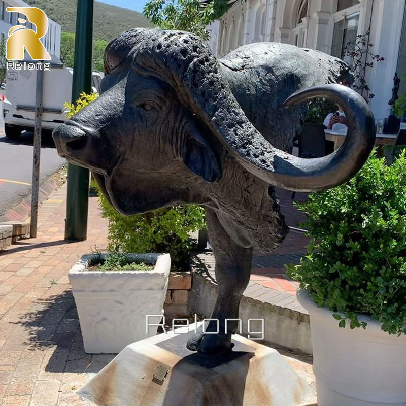 Bronze Art Buffalo Head Sculpture for Outdoor Decor RBBS-008