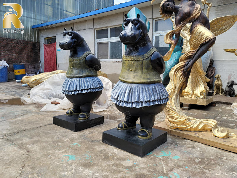 bronze hippo ballerina statue (2)