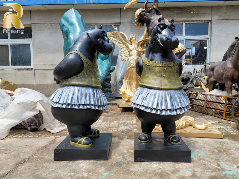 bronze hippo ballerina statue (4)