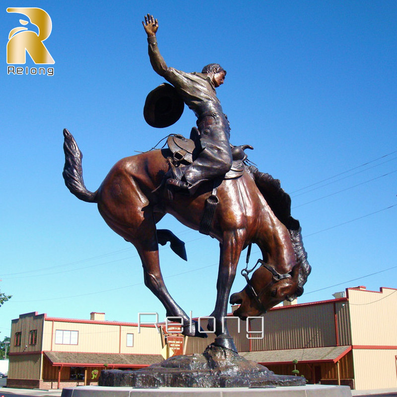 Custom Outdoor Bronze Cowboy Horse Statue for Sale - Relong Art Sculpture