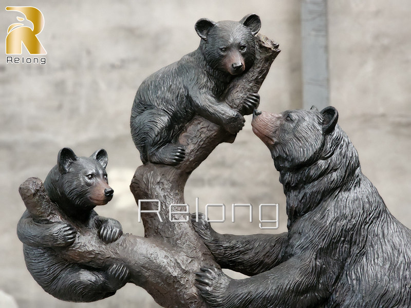 high quality bronze group bear sculpture for garden decor (2)