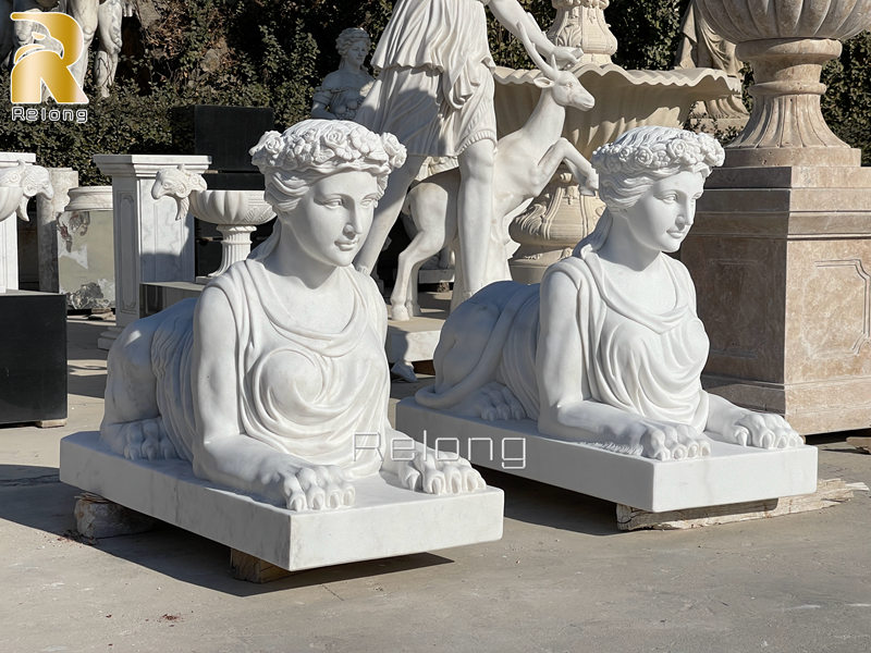 marble female greek sphinx statue (7)