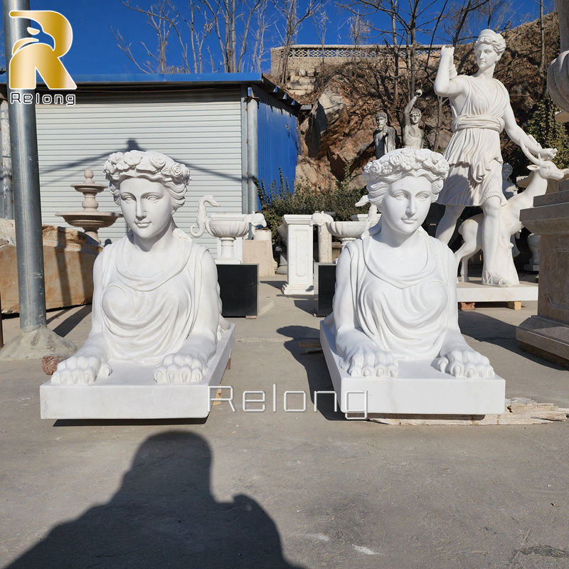 Greek Marble Sphinx Sculpture for Garden Decor RMSC-016