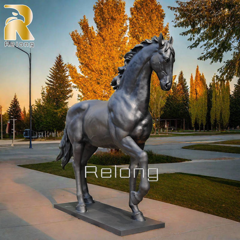 black standing horse statue